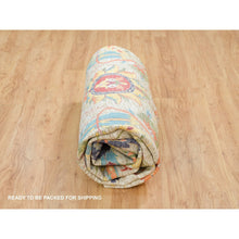 Load image into Gallery viewer, 10&#39;3&quot;x10&#39;4&quot; Tan, Hand Knotted Sickle Leaf Design, Soft and Lush, Silk With Textured Wool, Dense Weave, Square Oriental Rug FWR394122