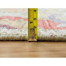 Load image into Gallery viewer, 10&#39;3&quot;x10&#39;4&quot; Tan, Hand Knotted Sickle Leaf Design, Soft and Lush, Silk With Textured Wool, Dense Weave, Square Oriental Rug FWR394122