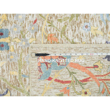 Load image into Gallery viewer, 10&#39;3&quot;x10&#39;4&quot; Tan, Hand Knotted Sickle Leaf Design, Soft and Lush, Silk With Textured Wool, Dense Weave, Square Oriental Rug FWR394122