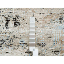 Load image into Gallery viewer, 11&#39;9&quot;x12&#39;3&quot; Gray, Transitional Persian Influence Erased Medallion Design, Silk With Textured Wool, Hand Knotted, Square Oriental Rug FWR394134