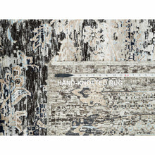 Load image into Gallery viewer, 11&#39;9&quot;x12&#39;3&quot; Gray, Transitional Persian Influence Erased Medallion Design, Silk With Textured Wool, Hand Knotted, Square Oriental Rug FWR394134