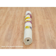 Load image into Gallery viewer, 5&#39;10&quot;x9&#39;1&quot; Colorful, Wool And Sari Silk, Modern Design Abstract Motifs With Painter&#39;s Brush Strokes, Hand Knotted Oriental Rug FWR394146