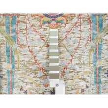 Load image into Gallery viewer, 5&#39;2&quot;x5&#39;2&quot; Tan, Hand Knotted, Dense Weave, Sickle Leaf Design, Soft And Lush, Silk With Textured Wool, Round Oriental RugFWR394170