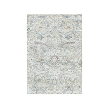 Load image into Gallery viewer, 3&#39;3&quot;x5&#39; Ivory, Sickle Leaf Design, Soft Pile, Dense Weave, Silk With Textured Wool, Hand Knotted, Oriental Rug FWR394176