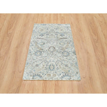 Load image into Gallery viewer, 3&#39;3&quot;x5&#39; Ivory, Sickle Leaf Design, Soft Pile, Dense Weave, Silk With Textured Wool, Hand Knotted, Oriental Rug FWR394176