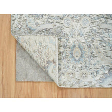Load image into Gallery viewer, 3&#39;3&quot;x5&#39; Ivory, Sickle Leaf Design, Soft Pile, Dense Weave, Silk With Textured Wool, Hand Knotted, Oriental Rug FWR394176