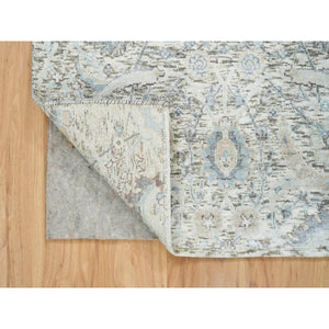 3'3"x5' Ivory, Sickle Leaf Design, Soft Pile, Dense Weave, Silk With Textured Wool, Hand Knotted, Oriental Rug FWR394176