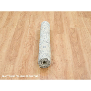 3'3"x5' Ivory, Sickle Leaf Design, Soft Pile, Dense Weave, Silk With Textured Wool, Hand Knotted, Oriental Rug FWR394176