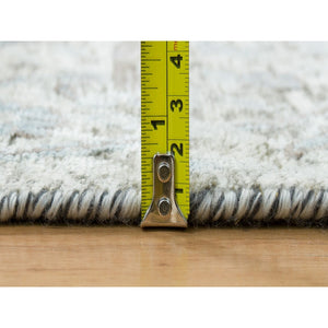 3'3"x5' Ivory, Sickle Leaf Design, Soft Pile, Dense Weave, Silk With Textured Wool, Hand Knotted, Oriental Rug FWR394176
