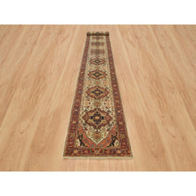 Load image into Gallery viewer, 2&#39;7&quot;x20&#39; Ivory, Soft And Plush, Antiqued Fine Heriz Re-creation, Hand Knotted, Pure Wool, Dense Weave, Xl Runner Oriental Rug FWR394254