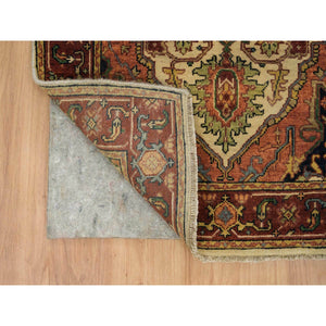 2'7"x20' Ivory, Soft And Plush, Antiqued Fine Heriz Re-creation, Hand Knotted, Pure Wool, Dense Weave, Xl Runner Oriental Rug FWR394254
