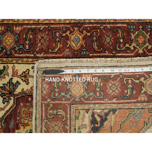 2'7"x20' Ivory, Soft And Plush, Antiqued Fine Heriz Re-creation, Hand Knotted, Pure Wool, Dense Weave, Xl Runner Oriental Rug FWR394254