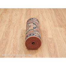 Load image into Gallery viewer, 2&#39;6&quot;x18&#39; Terracotta Red, Extra Soft Wool, Hand Knotted, Antiqued Fine Heriz Re-creation, Densely Weave, Vegetable Dyes, Xl Runner Oriental Rug FWR394272