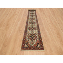 Load image into Gallery viewer, 2&#39;6&quot;x18&#39; Ivory, Dense Weave, Plush And Lush, Natural Wool, Antiqued Fine Heriz Re-creation, Hand Knotted, Xl Runner Oriental Rug FWR394284