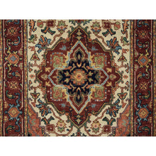Load image into Gallery viewer, 2&#39;6&quot;x18&#39; Ivory, Dense Weave, Plush And Lush, Natural Wool, Antiqued Fine Heriz Re-creation, Hand Knotted, Xl Runner Oriental Rug FWR394284