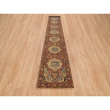 Load image into Gallery viewer, 2&#39;7&quot;x16&#39;2&quot; Terracotta Red, Vegetable Dyes, Hand Knotted, Soft Wool, Antiqued Fine Heriz Re-creation, Densely Woven, Xl Runner Oriental Rug FWR394326