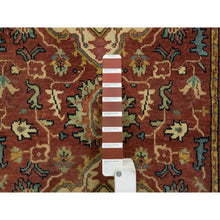 Load image into Gallery viewer, 2&#39;7&quot;x16&#39;2&quot; Terracotta Red, Vegetable Dyes, Hand Knotted, Soft Wool, Antiqued Fine Heriz Re-creation, Densely Woven, Xl Runner Oriental Rug FWR394326