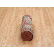 Load image into Gallery viewer, 2&#39;7&quot;x16&#39;2&quot; Terracotta Red, Vegetable Dyes, Hand Knotted, Soft Wool, Antiqued Fine Heriz Re-creation, Densely Woven, Xl Runner Oriental Rug FWR394326