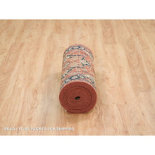 Load image into Gallery viewer, 2&#39;6&quot;x22&#39; Terracotta Red, Antiqued Fine Heriz Re-Creation, Natural Dyes, Dense Weave, Hand Knotted, Pure Wool, XL Runner Oriental Rug FWR394362