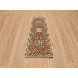 2'6"x8'3" Rust Red, Fine Weave, Antiqued Tabriz Haji Jalili Design, Natural Dyes, All Wool, Plush Pile, Hand Knotted, Runner Oriental Rug FWR394398