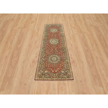 Load image into Gallery viewer, 2&#39;6&quot;x8&#39;3&quot; Rust Red, Fine Weave, Antiqued Tabriz Haji Jalili Design, Natural Dyes, All Wool, Plush Pile, Hand Knotted, Runner Oriental Rug FWR394398