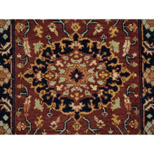Load image into Gallery viewer, 2&#39;x3&#39;2&quot; Rust Red With Blue, Plush And Lush, Vegetable Dyes, Antiqued Sarouk Re-creation, Densely Woven, Pure Wool, Hand Knotted, Oriental Rug FWR394470