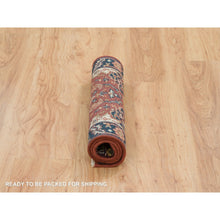 Load image into Gallery viewer, 2&#39;x3&#39;2&quot; Rust Red With Blue, Plush And Lush, Vegetable Dyes, Antiqued Sarouk Re-creation, Densely Woven, Pure Wool, Hand Knotted, Oriental Rug FWR394470