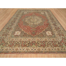 Load image into Gallery viewer, 12&#39;x15&#39;2&quot; Rust Red With Brown, Plush Pile, Fine Weave, Vegetable Dyes, Antiqued Tabriz Haji Jalili Design, Hand Knotted, All Wool, Oversized Oriental Rug FWR394518