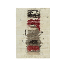 Load image into Gallery viewer, 4&#39;x6&#39; Parchment White, Lori Buft Gabbeh, Thick and Plush Soft Pile, 100 Percent Wool, Hand Knotted, Oriental Rug FWR394554