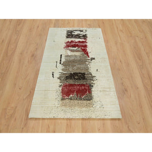 4'x6' Parchment White, Lori Buft Gabbeh, Thick and Plush Soft Pile, 100 Percent Wool, Hand Knotted, Oriental Rug FWR394554
