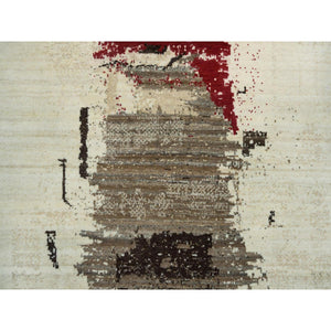 4'x6' Parchment White, Lori Buft Gabbeh, Thick and Plush Soft Pile, 100 Percent Wool, Hand Knotted, Oriental Rug FWR394554