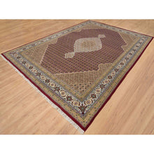 Load image into Gallery viewer, 10&#39;x13&#39;10&quot; Mahogany Red With Beaver Brown, Tabriz Mahi With Fish Medallion Design, Hand Knotted, 175 Kpsi, Organic Wool, Oriental Rug FWR394614