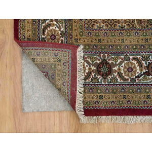 10'x13'10" Mahogany Red With Beaver Brown, Tabriz Mahi With Fish Medallion Design, Hand Knotted, 175 Kpsi, Organic Wool, Oriental Rug FWR394614
