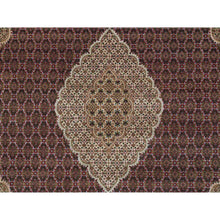 Load image into Gallery viewer, 10&#39;x13&#39;10&quot; Mahogany Red With Beaver Brown, Tabriz Mahi With Fish Medallion Design, Hand Knotted, 175 Kpsi, Organic Wool, Oriental Rug FWR394614