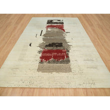 Load image into Gallery viewer, 9&#39;6&quot;x13&#39;4&quot; Parchment White, Avant Garde Design, Hand Knotted, Lori Buft Gabbeh, Thick And Plush, Organic Wool, Oriental Rug FWR394626