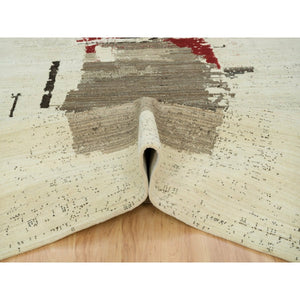9'6"x13'4" Parchment White, Avant Garde Design, Hand Knotted, Lori Buft Gabbeh, Thick And Plush, Organic Wool, Oriental Rug FWR394626
