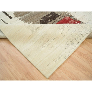9'6"x13'4" Parchment White, Avant Garde Design, Hand Knotted, Lori Buft Gabbeh, Thick And Plush, Organic Wool, Oriental Rug FWR394626