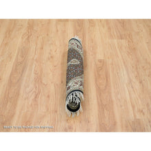 Load image into Gallery viewer, 3&#39;3&quot;x3&#39;3&quot; Obsidian Black, Tabriz Mahi with Fish Medallion Design, 175 KPSI, Hand Knotted, Pure Wool, Unique Round Oriental Rug FWR394698