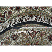 Load image into Gallery viewer, 3&#39;3&quot;x3&#39;3&quot; Obsidian Black, Tabriz Mahi with Fish Medallion Design, 175 KPSI, Hand Knotted, Pure Wool, Unique Round Oriental Rug FWR394698