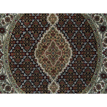 Load image into Gallery viewer, 3&#39;4&quot;x3&#39;4&quot; Obsidian Black with Vista White, Tabriz Mahi with Unique Round Fish Medallion Design, 175 KPSI, Hand Knotted, Natural Wool, Oriental Rug FWR394704
