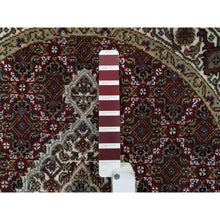 Load image into Gallery viewer, 3&#39;4&quot;x3&#39;4&quot; Mahogany Red with Porcelain Ivory, Tabriz Mahi with Fish Medallion Design, Hand Knotted, 175 KPSI, Pure Wool, Round Oriental Rug FWR394710