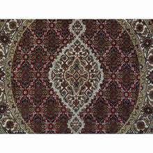 Load image into Gallery viewer, 3&#39;4&quot;x3&#39;4&quot; Mahogany Red With Porcelain Ivory, Tabriz Mahi With Fish Medallion Design, Hand Knotted, 175 Kpsi, Pure Wool, Round Oriental Rug FWR394710