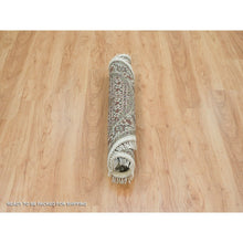 Load image into Gallery viewer, 3&#39;4&quot;x3&#39;4&quot; Porcelain White With Beaver Brown, Hand Knotted, 175 Kpsi, Organic Wool, Tabriz Mahi With Fish Medallion Design, Round Oriental Rug FWR394728