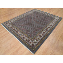 Load image into Gallery viewer, 8&#39;1&quot;x10&#39; Black Coral Gray, 175 Kpsi, Organic Wool, All Over Fish Herati Criss Cross Design, Hand Knotted, Oriental Rug FWR394752