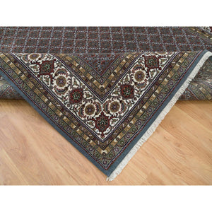 8'1"x10' Black Coral Gray, 175 Kpsi, Organic Wool, All Over Fish Herati Criss Cross Design, Hand Knotted, Oriental Rug FWR394752