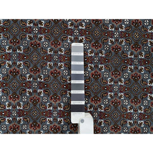 8'1"x10' Black Coral Gray, 175 Kpsi, Organic Wool, All Over Fish Herati Criss Cross Design, Hand Knotted, Oriental Rug FWR394752