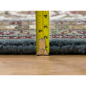 8'1"x10' Black Coral Gray, 175 Kpsi, Organic Wool, All Over Fish Herati Criss Cross Design, Hand Knotted, Oriental Rug FWR394752
