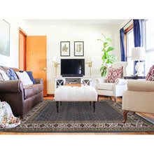 Load image into Gallery viewer, 8&#39;x10&#39;4&quot; Mavericks Blue And Shadow White, Herati Criss Cross All Over Fish Design, Hand Knotted, 175 Kpsi, 100% Wool, Oriental Rug FWR394758