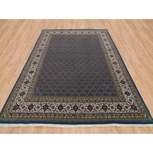 8'x10'4" Mavericks Blue And Shadow White, Herati Criss Cross All Over Fish Design, Hand Knotted, 175 Kpsi, 100% Wool, Oriental Rug FWR394758