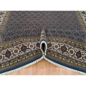 8'x10'4" Mavericks Blue And Shadow White, Herati Criss Cross All Over Fish Design, Hand Knotted, 175 Kpsi, 100% Wool, Oriental Rug FWR394758